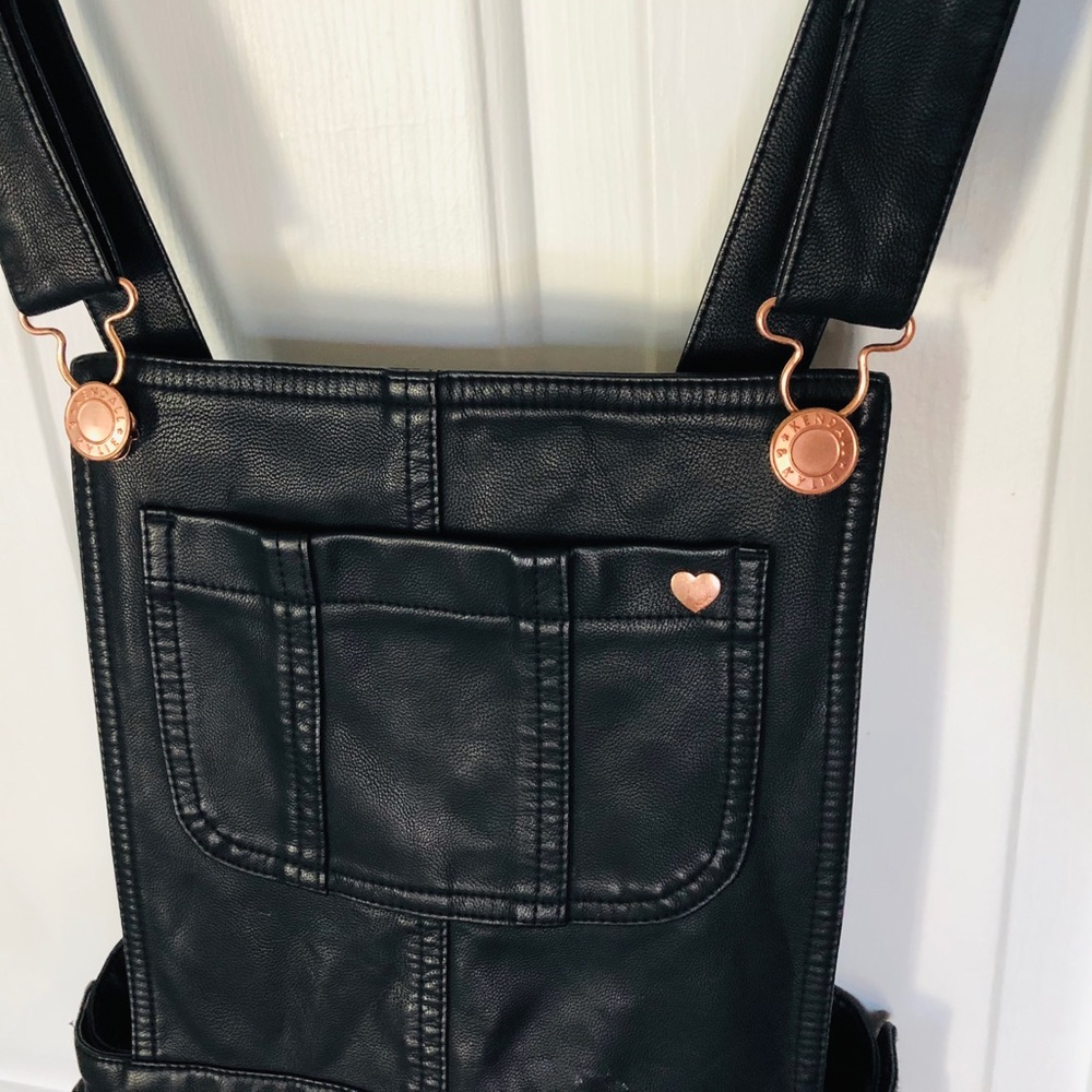 Faux leather overall skirt